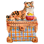 /МАЙОЛИКА  Тигренок на шкатулке  с мячом
