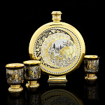 0066466 Златоуст Набор Охотника (Фляжка, 3 рюмки охотничьих) NAO - 0828