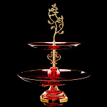 0058202/54*39см ФРУКТОВНИЦА ДВУХУРОВНЕВАЯ"ROKKO" с декором КРАСНЫЙ