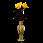 Сувенир "Цветы в вазе" (янтарь, оникс)