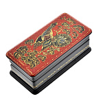 0044198/8*4 Лаковая миниатюра Шкатулка "Глухарь" КРАСНЫЙ 8*4см (417)