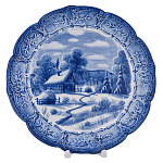 Тарелка декоративная "Зимний пейзаж". Гжель