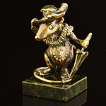 0061046 Бронза Скульптура "Крыса -Мадам"(подставка-змеевик)