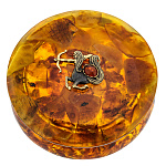 0080899-НП Янтарь ШКАТУЛКА КРУГЛАЯ "Стрелец" 10,5*10,5*5,5см