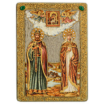 200482-RTI-648-2. m/21*29см Икона подарочная "Петр и Феврония" мор.дуб  в ПУ 