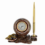 Настольный набор с часами-шаром "Тигр" из натурального камня, фотография 1. Интернет-магазин ЛАВКА ПОДАРКОВ