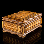 0032057  Нат.дерево ШКАТУЛКА РЕЗНАЯ №3 тонированная