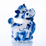 0066329/Кобальт ГЖЕЛЬ СИМВОЛ ГОДА 2021 Бык "Гаврюша"10*10 см (фарфор)