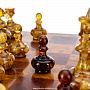 Шахматный ларец из березового капа с янтарными фигурами 42х42 см, фотография 9. Интернет-магазин ЛАВКА ПОДАРКОВ