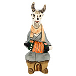 0068288 Сувенир Скульптура "Козел-гармонист" фарфор