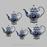  Гжель Чайник "Семейный Гигант" в золоте 5л 31*38см Авт. Алехин С.С.