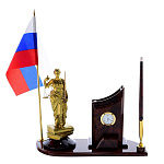 архив0056248 Обсидиан Бронза НАБОР ОФИСНЫЙ "Фемида"часы+ ручка+флаг