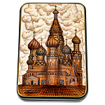 200110 ШКАТУЛКА  с росписью"МОСКВА. Храм Василия Блаженного",13*9*4 см