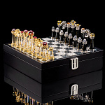 Шахматы со стразами и хрустальными фигурами 29х29 см