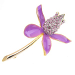 -0721 Традиции ФАБЕРЖЕ  Брошь "ЦВЕТОК СИРЕНЕВЫЙ" 3,8*5,6см  0721