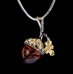 823949/6,00г сред. вес  Серебро 925* ПОДВЕСКА  вст.Янтарь р/п