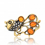 Брошь с янтарем "Рыбка Удача", фотография 2. Интернет-магазин ЛАВКА ПОДАРКОВ