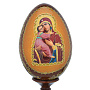 0076717/13см ЯЙЦО ПАСХАЛЬНОЕ С ЛИКОМ "БМ ВЛАДИМИРСКАЯ" на подставке 18см  (дерево), фотография 1. Интернет-магазин ЛАВКА ПОДАРКОВ