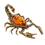 0069072 Скульптура "Скорпион"  бронза/янтарь коньячный 5*3,5см 1576