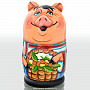Матрешка "Свин с желудями" 3 места, фотография 1. Интернет-магазин ЛАВКА ПОДАРКОВ