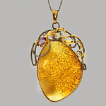 7230483/фиан/сред. вес 10-11гг  Серебро 925* ПОДВЕСКА вст.Янтарь-фианит р/п