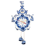 09013 Гжель Часы настенные "Сказка" 20см  Авт.Черновы Л.и В.