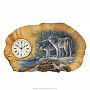 Часы из дерева "Волки" настольные, сувель березы, фотография 1. Интернет-магазин ЛАВКА ПОДАРКОВ