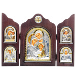 0052389/34*24см/5002569325 Икона Триптих5 "Святое семейство"шелкогр/позолота/серебр