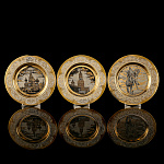 0074607 Златоуст Набор тарелок ВИДЫ МОСКВЫ (без эмали) 3 шт