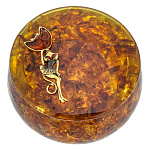 0080904-НП Янтарь ШКАТУЛКА КРУГЛАЯ "Кошка Кабаре" 15*15*9см