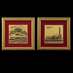 160591 НАБОР сувенирных ПАННО "История РЖД" 2шт.15*15см (сус.золото)  в ПУ