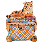 /МАЙОЛИКА  Тигренок на шкатулке  с мячом