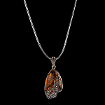 0050405/Подвеска 723005 вст.янтарь/марказит (Ag 925)