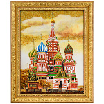 0090010-НП Картина янтарная "МОСКВА.ХРАМ ВАСИЛИЯ БЛАЖЕННОГО" 48*38см  (кварцевый песок, янтарь)