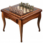 Шахматный стол из дерева с ящиками