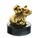 0056068 Микляихское литье Скульптура "ПОРОСЕНОК С СУНДУКОМ" Ж-203