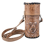 Термос 1л для первых блюд в кожаном чехле "Медведь"