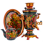 202536 САМОВАР эл. ЖЕЛУДЬ 1,5л "РЯБИНА" с подносом и чайником