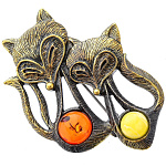 0045232/1811.4 Брошь Лисички Хитрые (комбинированный)