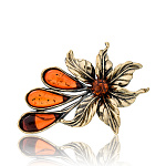 0049812/2107.4 Брошь Цветок тропический (коньячный)
