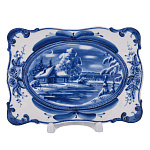 Тарелка декоративная "Зима в деревне". Гжель