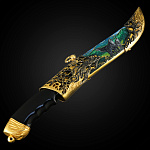 0069339 Златоуст НОЖ "ВОЛК" цм дамаск литье в П/У 