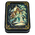 0056809/13*10см Лаковая миниатюра Палех ШКАТУЛКА "Снегурочка" Кузнецова 