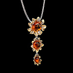 823921/6,75г  Серебро 925* ПОДВЕСКА  вст.Янтарь 