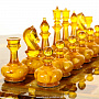 Шахматный стол с инкрустацией и фигурами из янтаря 99х53 см, фотография 3. Интернет-магазин ЛАВКА ПОДАРКОВ