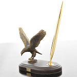 00139150/ручка Бронза Скульптура "Орел" мал. подст.дерево