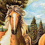 Картина с янтарной крошкой "Кони" 60х80 см, фотография 4. Интернет-магазин ЛАВКА ПОДАРКОВ