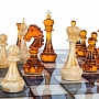 Шахматы с перламутром и фигурами из янтаря 45х45 см, фотография 5. Интернет-магазин ЛАВКА ПОДАРКОВ