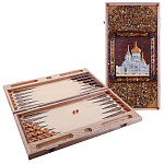 0072458 НАРДЫ янтарные "ХРАМ" 60*30*8 (янтарь,ясень)