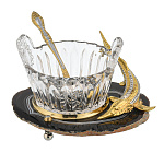 0061713 Икорница с агатом "Осётр" 160*115*90мм.